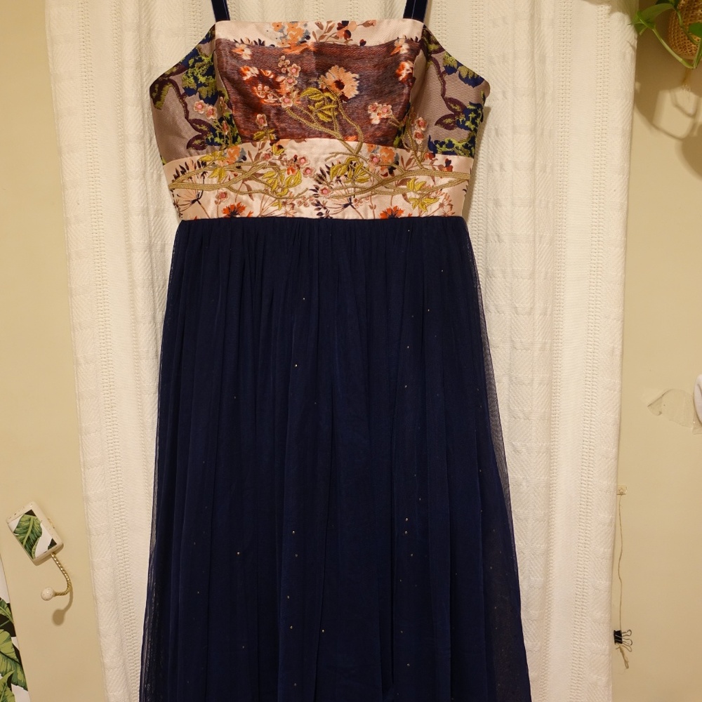 Anthropologie Blooming Sapphire Silk Wrap Dress - Picture 8 of 8